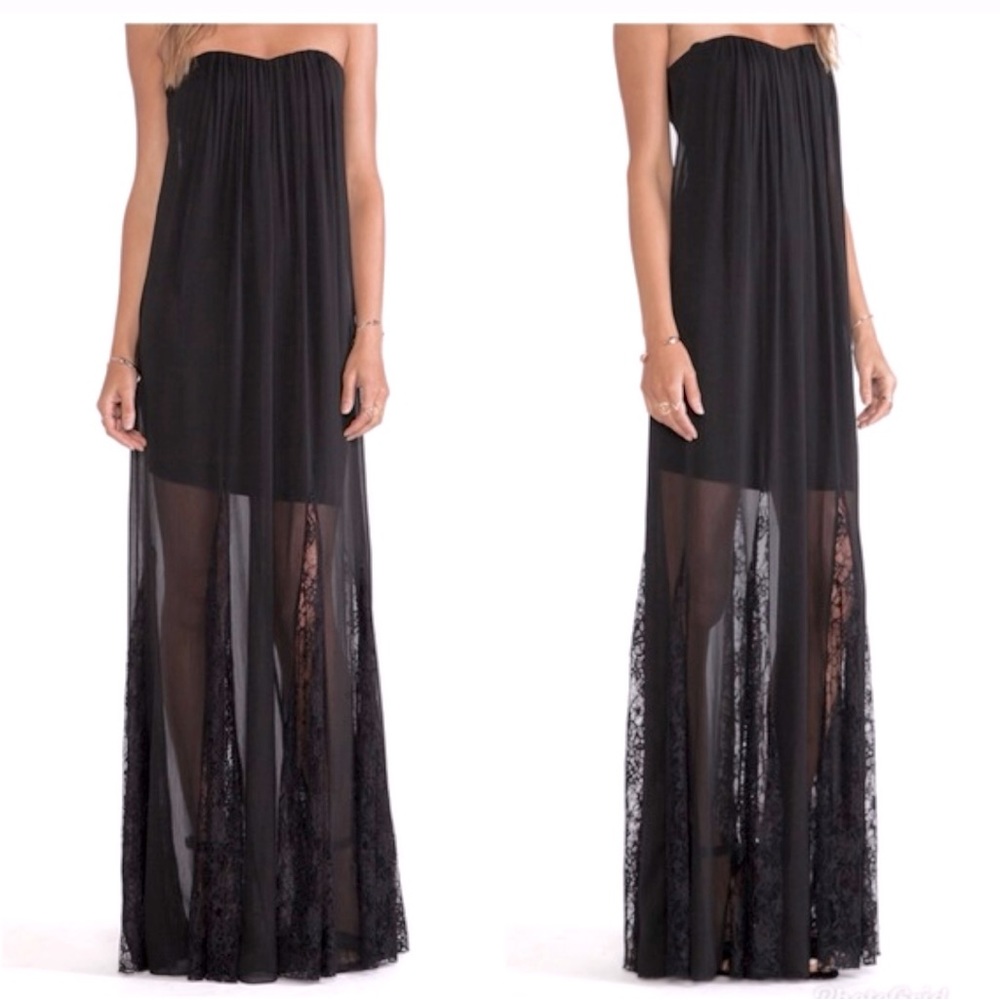 Alice + Olivia Francesca Black Lace Maxi Dress